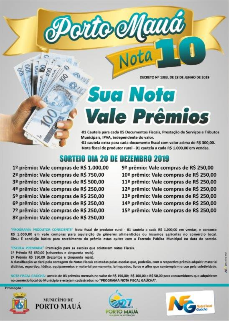 PORTO MAUÁ NOTA 10 - SUA NOTA VALE PRÊMIOS 2019